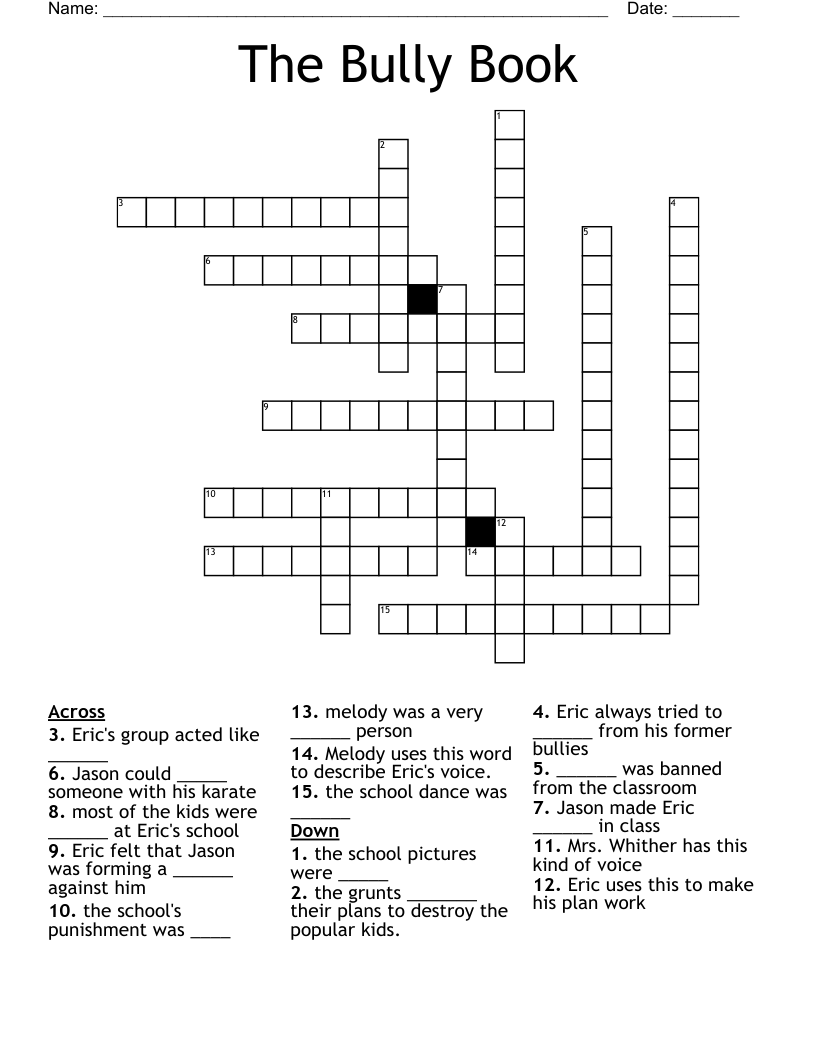 The Bully Book Crossword
