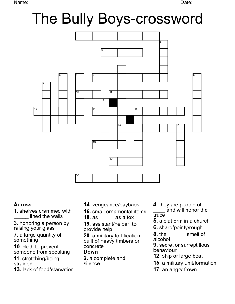 The Bully Boys-crossword