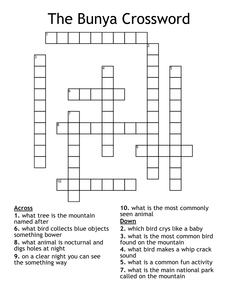 The Bunya Crossword