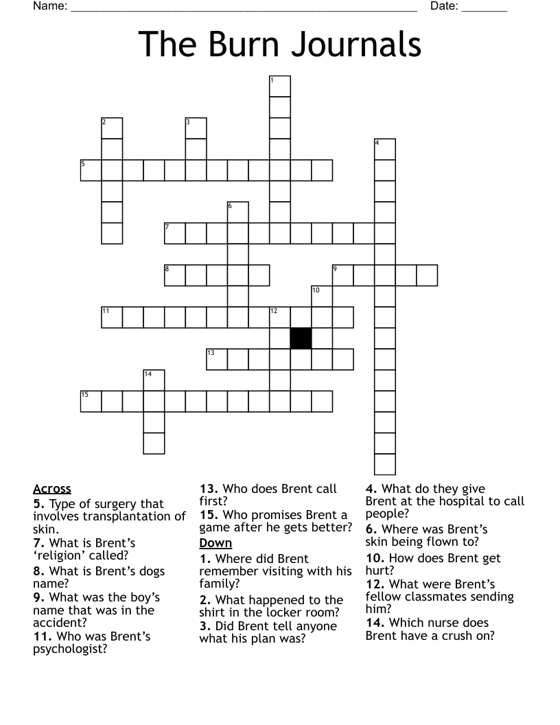 The Burn Journals Crossword