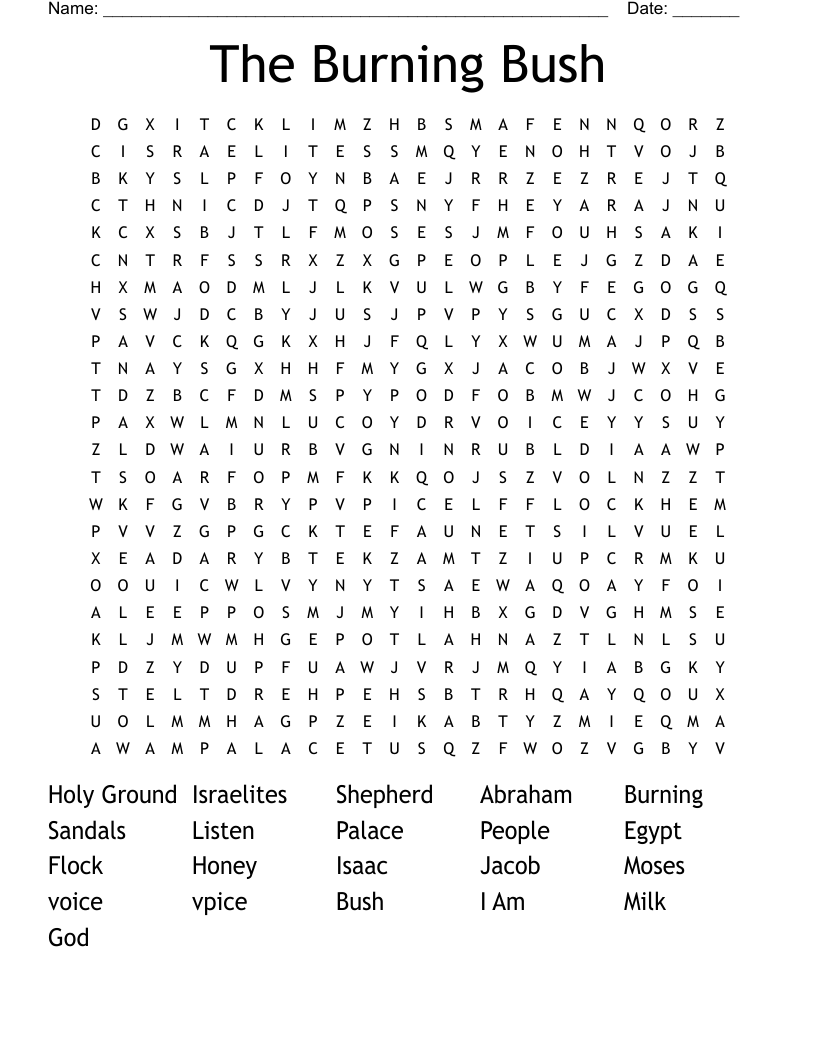 The Burning Bush Word Search