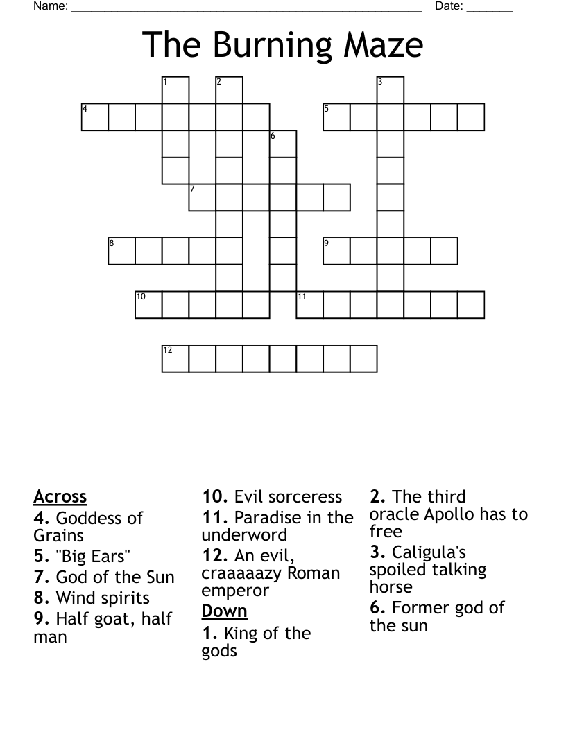 The Burning Maze Crossword