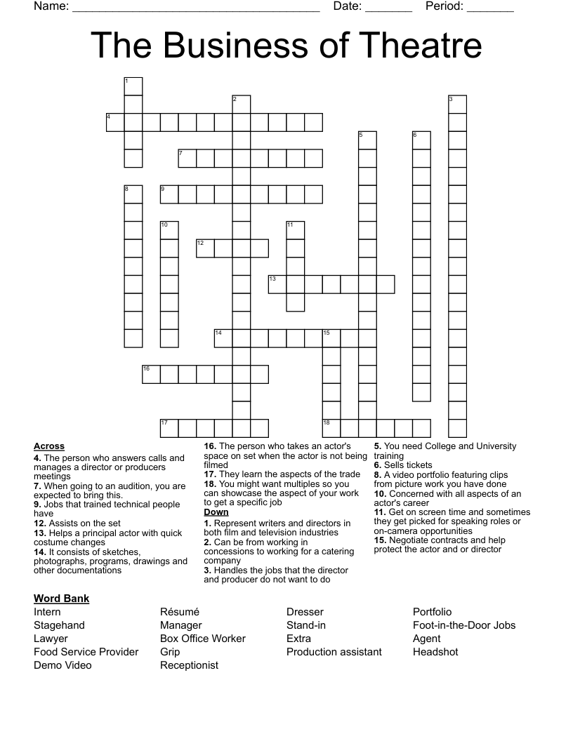 The Business of Theatre Crossword