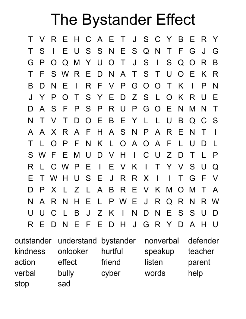 The Bystander Effect Word Search