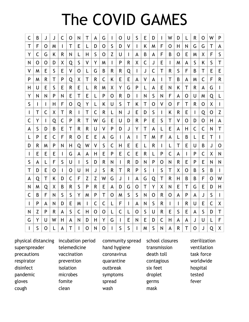 The COVID GAMES Word Search