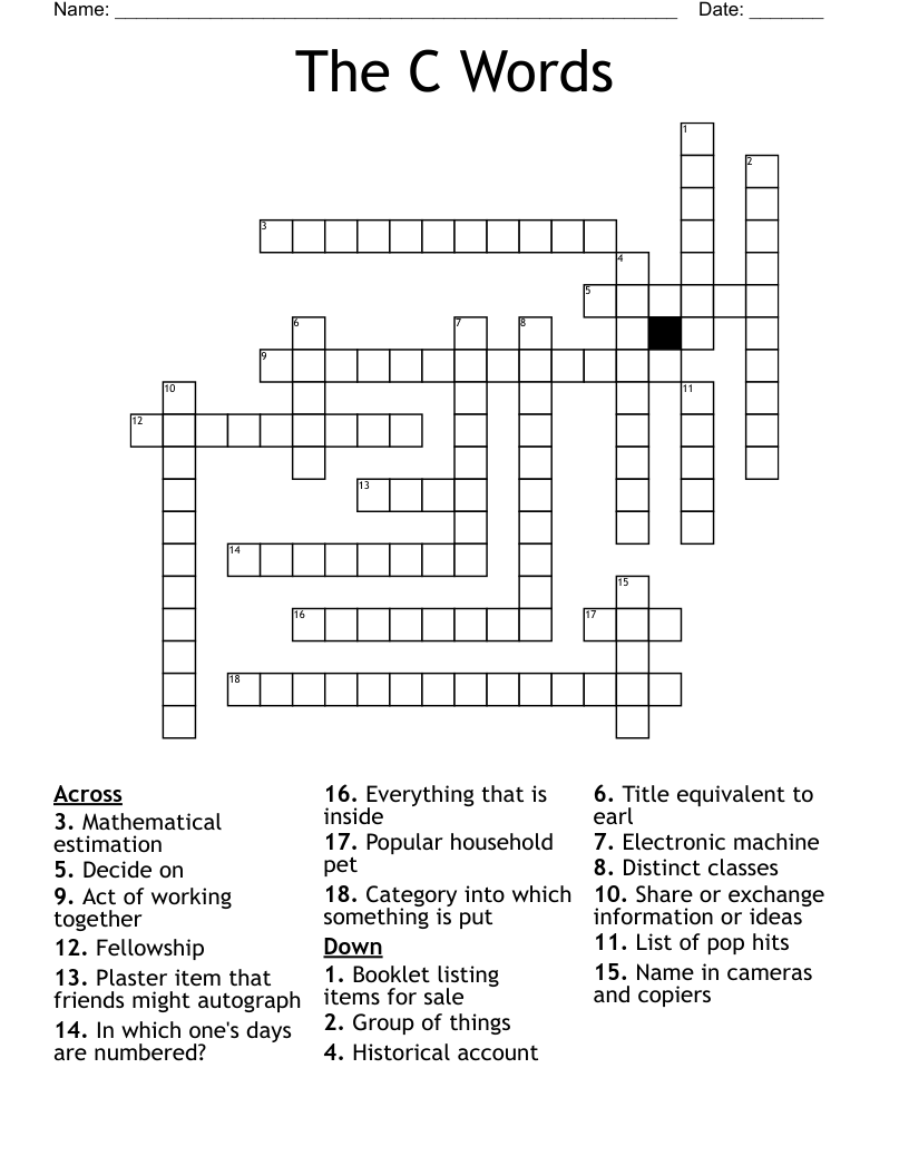 The C Words Crossword