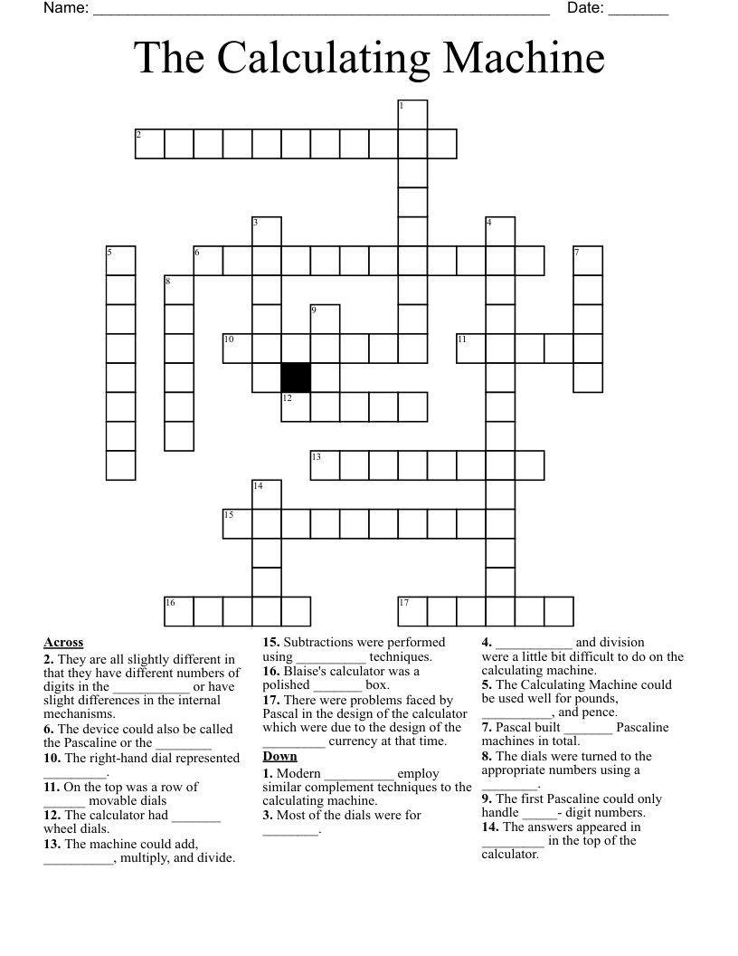 The Calculating Machine Crossword