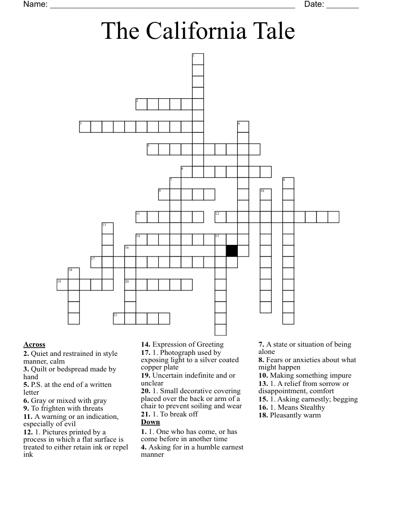 The California Tale Crossword