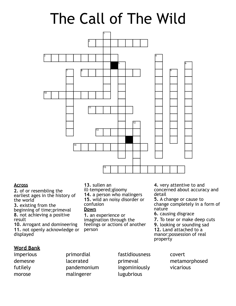 The Call of The Wild Crossword