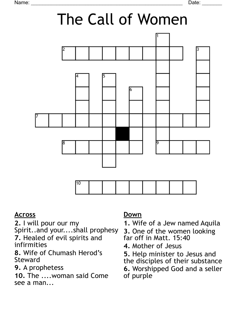 The Call of Women  Crossword