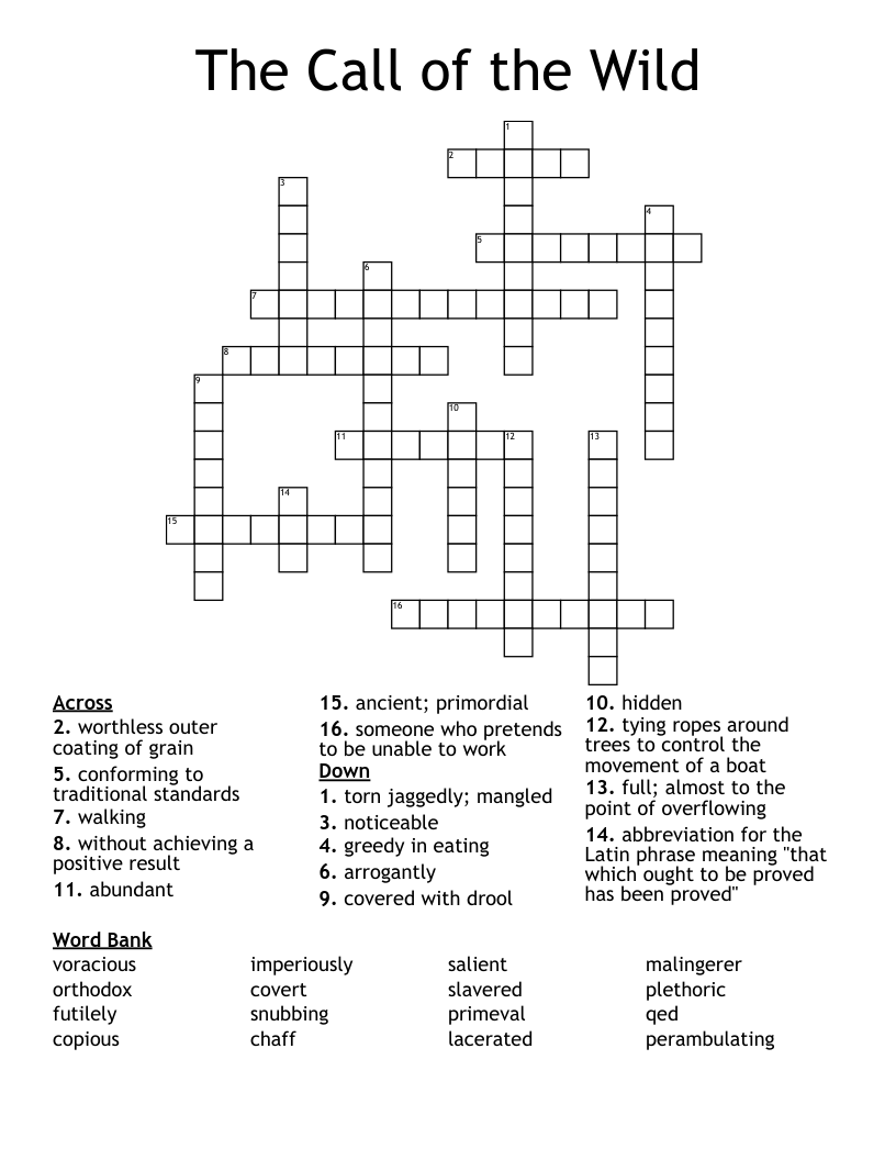The Call of the Wild Crossword