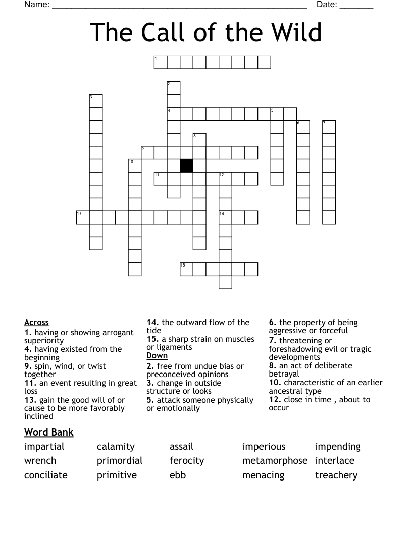 The Call of the Wild Crossword