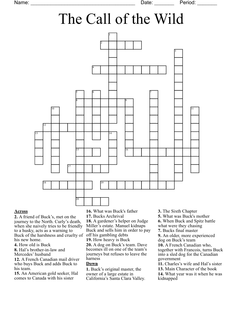 The Call of the Wild Crossword