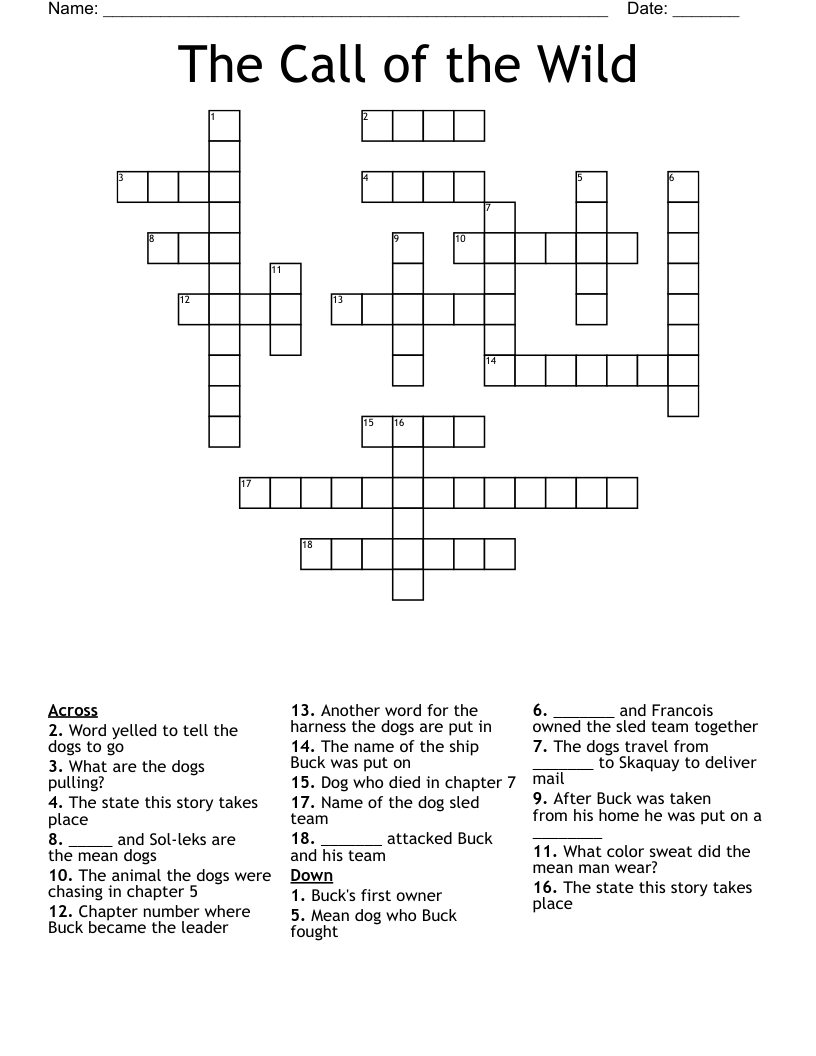 The Call of the Wild Crossword