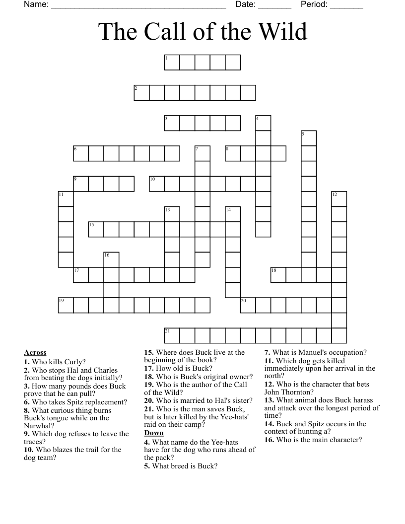 The Call of the Wild Crossword