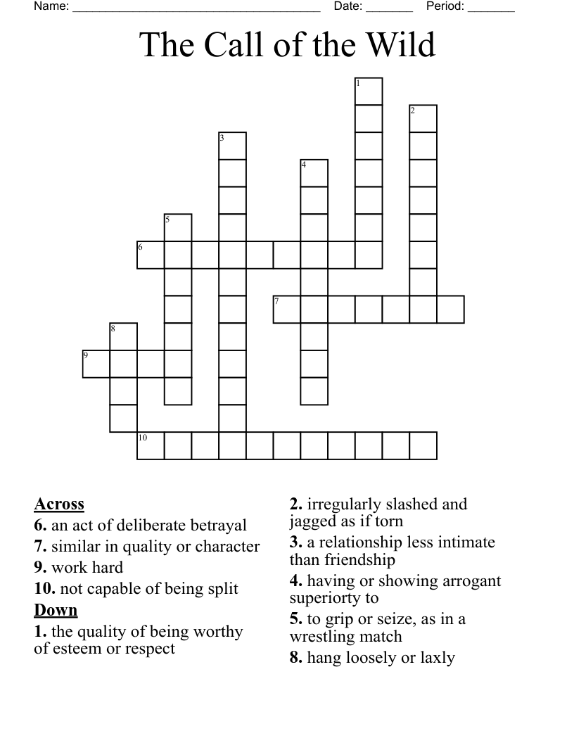 The Call of the Wild Crossword