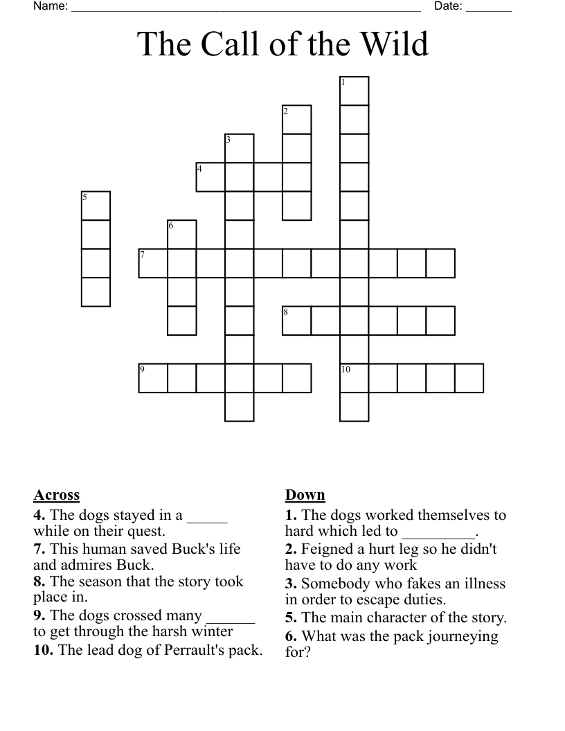 The Call of the Wild Crossword
