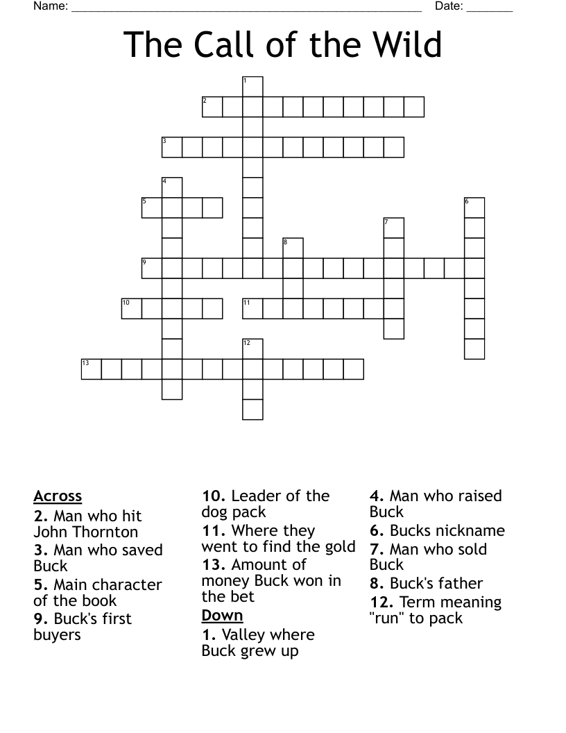 The Call of the Wild Crossword
