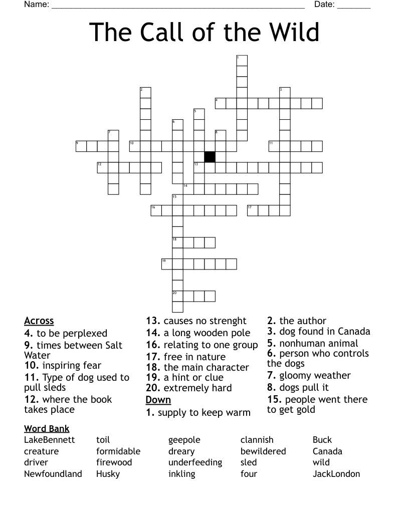 The Call of the Wild Crossword