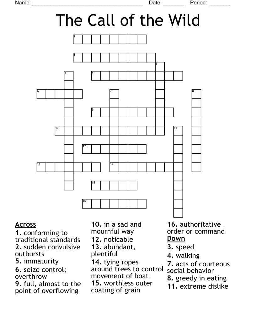 The Call of the Wild Crossword