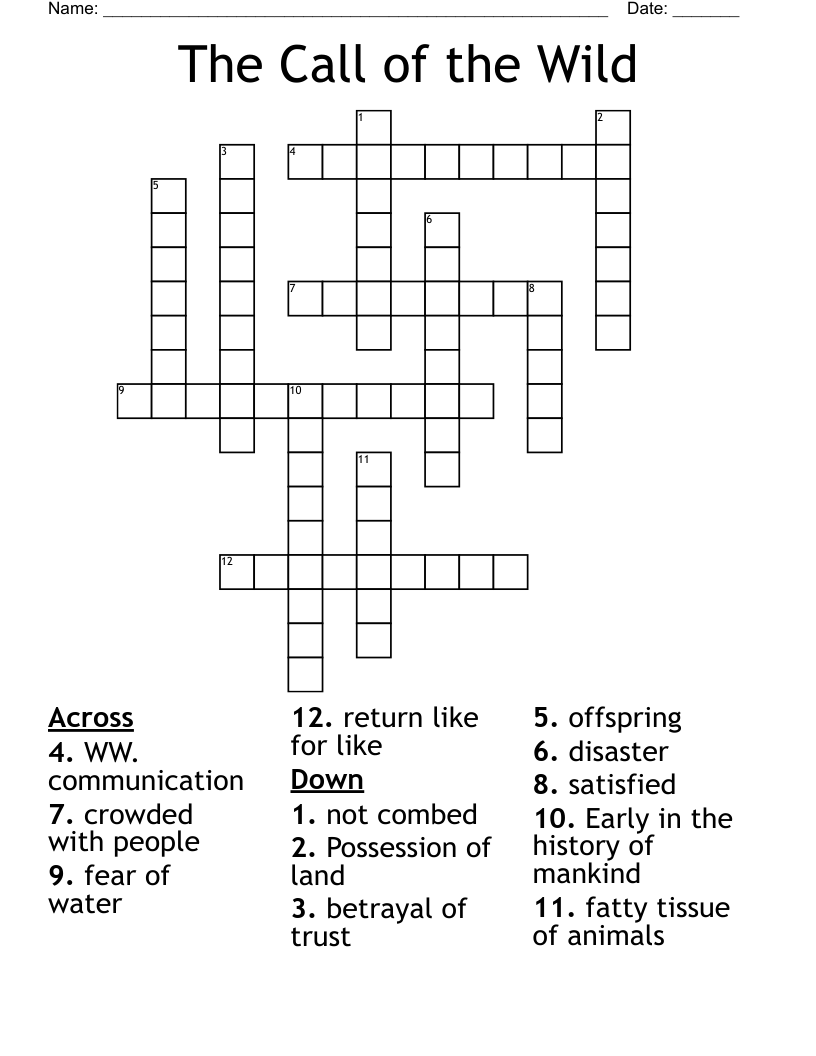 The Call of the Wild Crossword