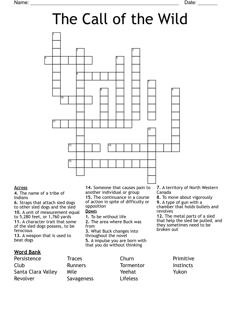 The Call of the Wild Crossword