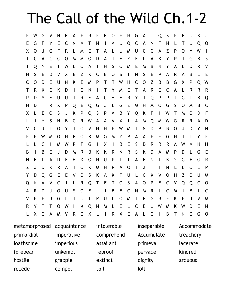 The Call of the Wild Ch.1-2 Word Search