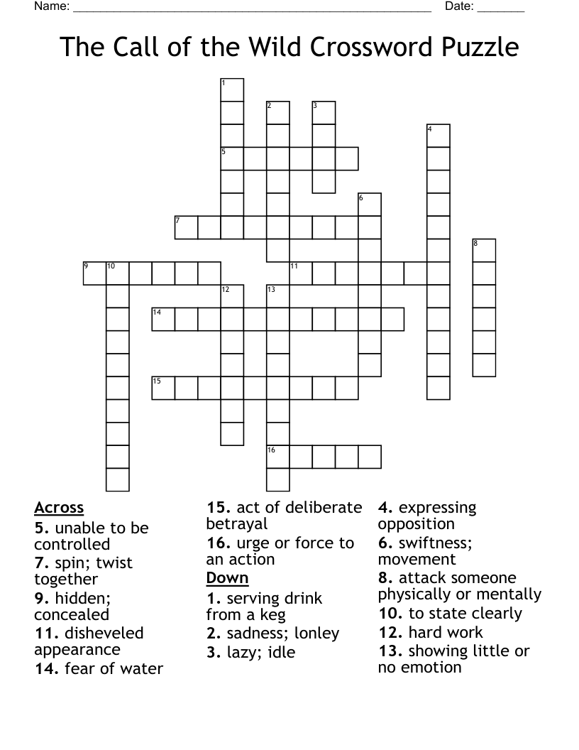 The Call of the Wild Crossword Puzzle