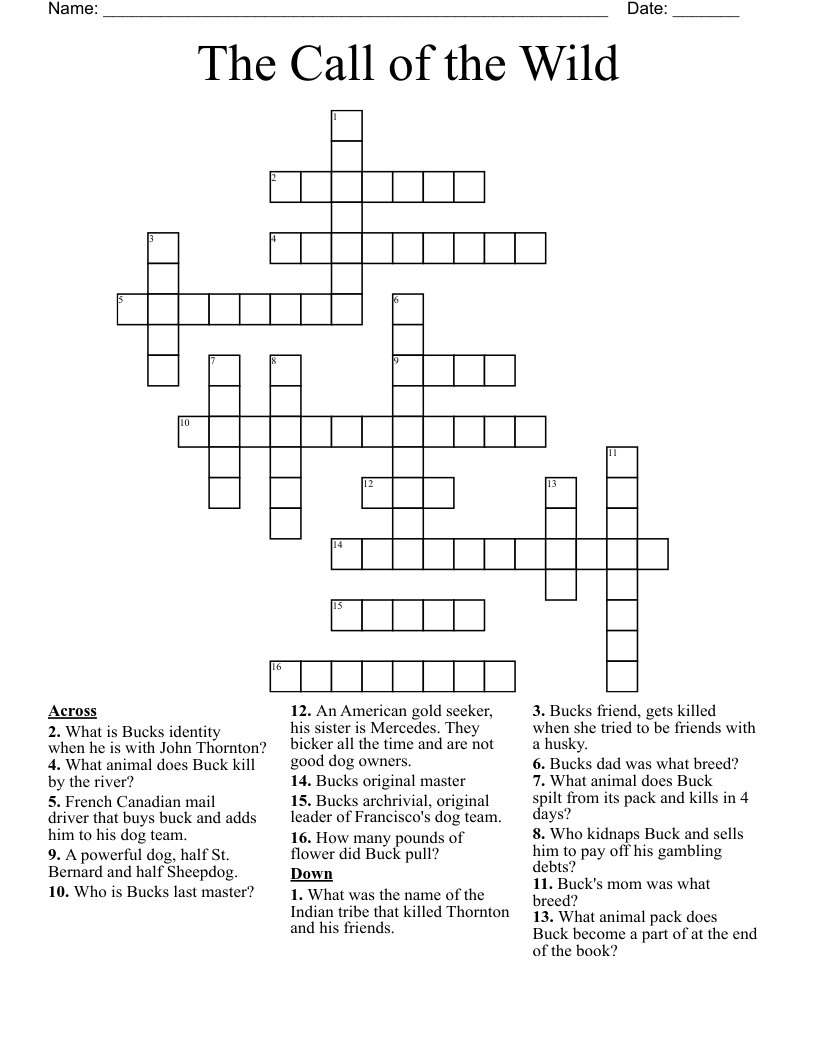 The Call of the Wild  Crossword