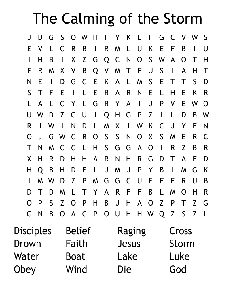 The Calming of the Storm Word Search