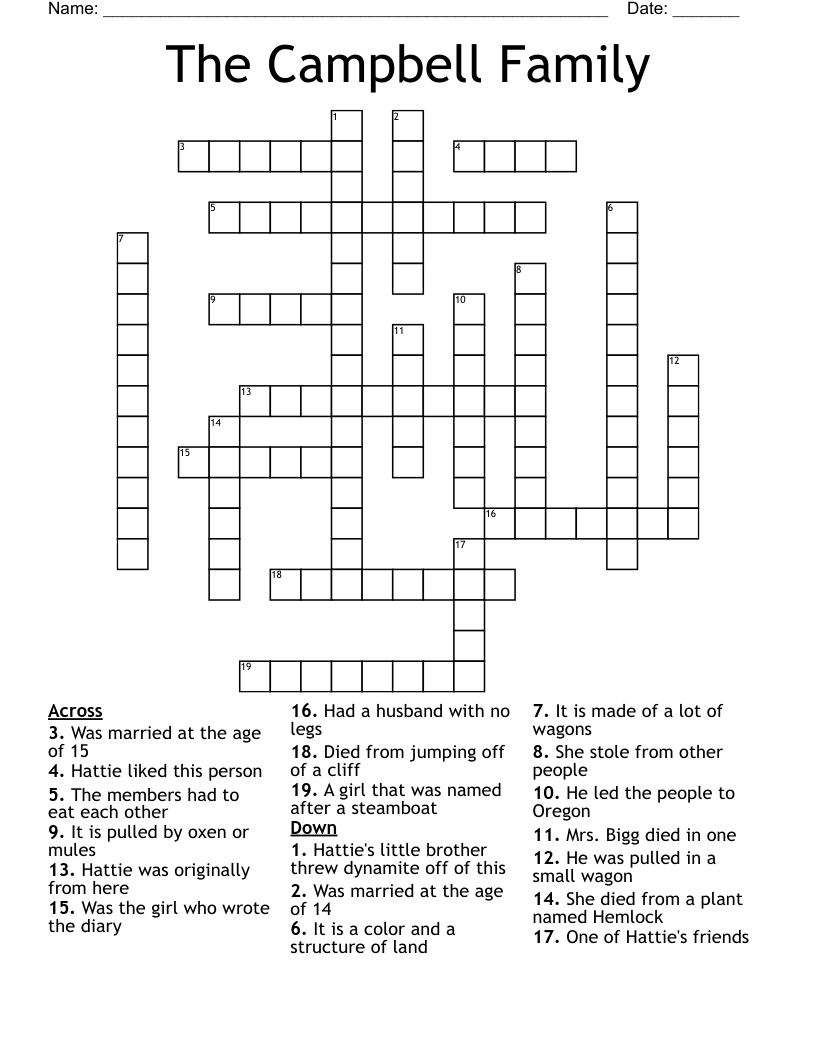 The Campbell Family  Crossword