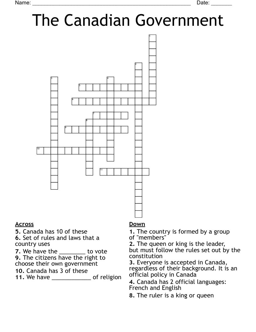 The Canadian Government Crossword