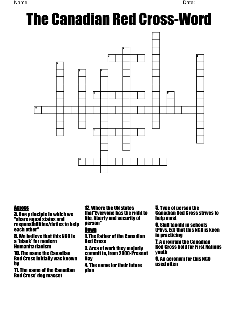 The Canadian Red Cross-Word Crossword