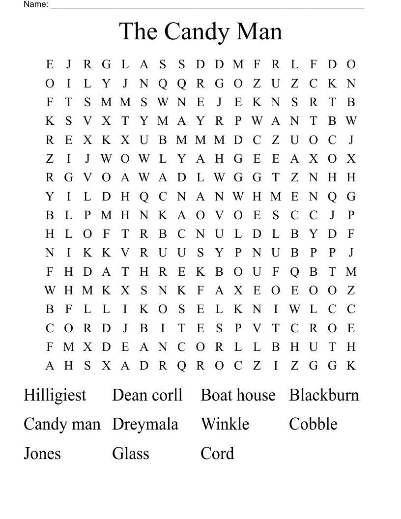 The Candy Man  Word Search