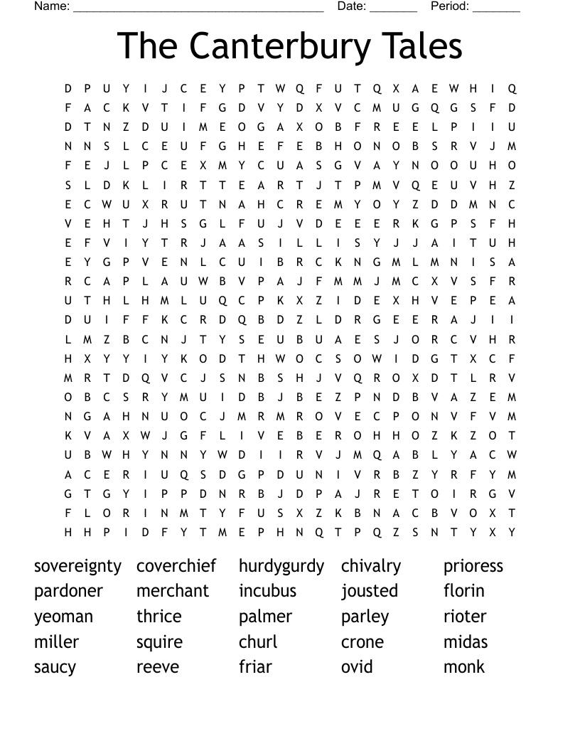 The Canterbury Tales Word Search