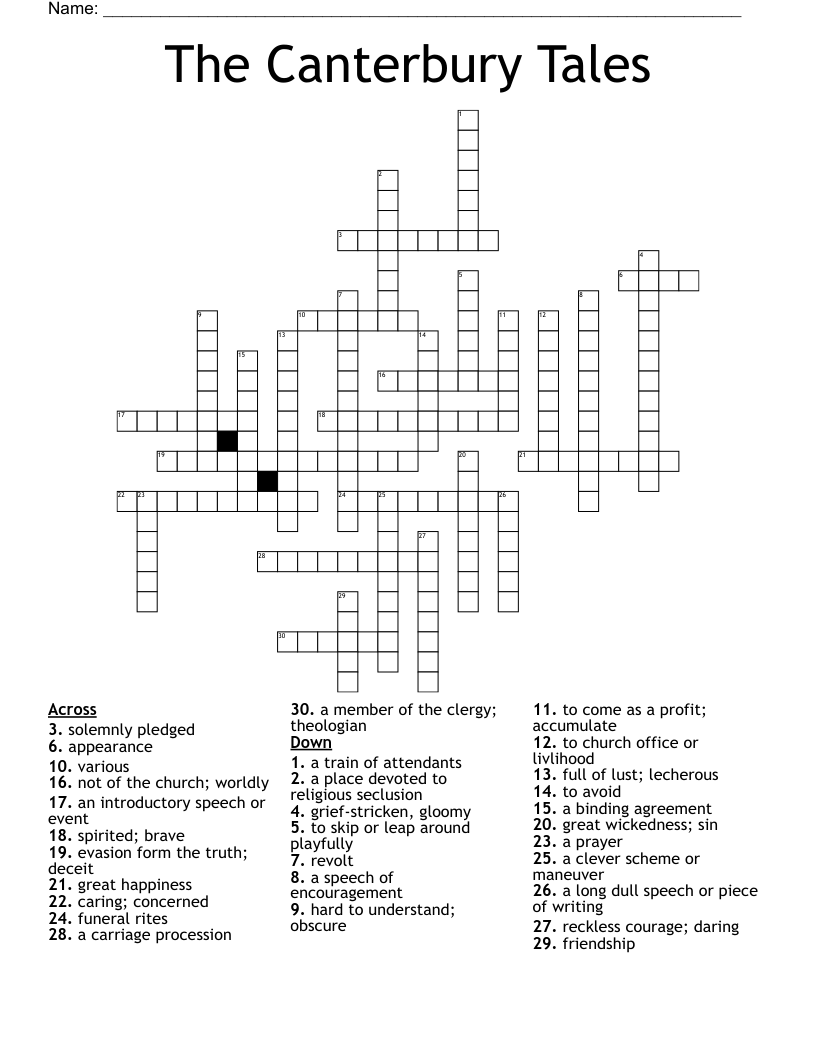The Canterbury Tales Crossword