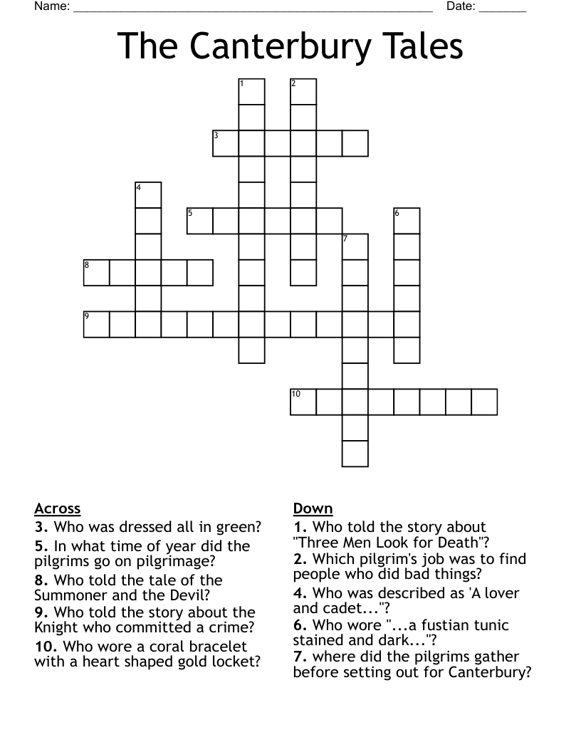 The Canterbury Tales Crossword