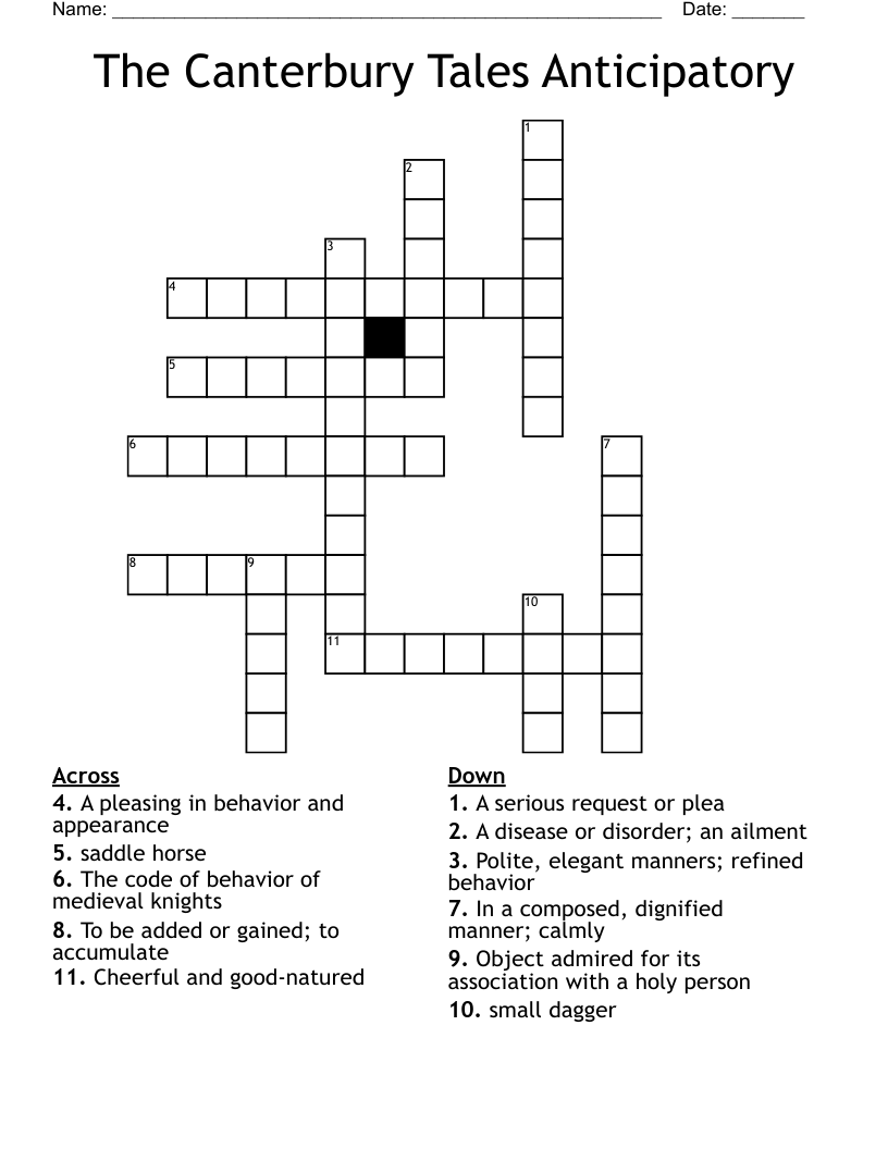 The Canterbury Tales Anticipatory Crossword