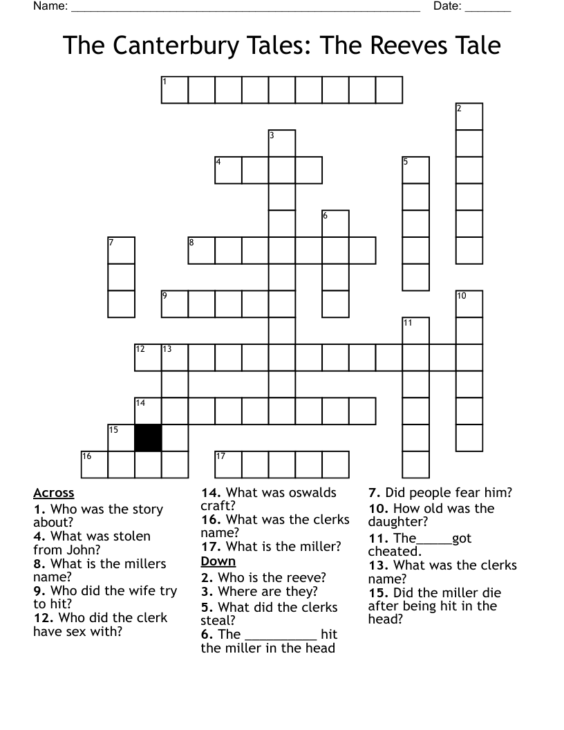 The Canterbury Tales: The Reeves Tale  Crossword