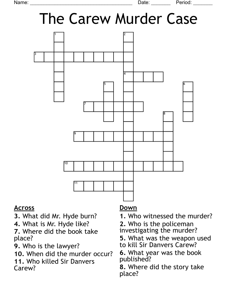 The Carew Murder Case Crossword