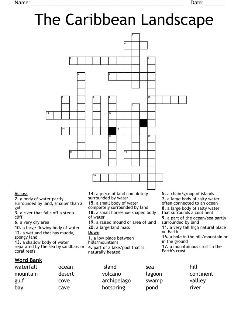 The Caribbean Landscape Crossword