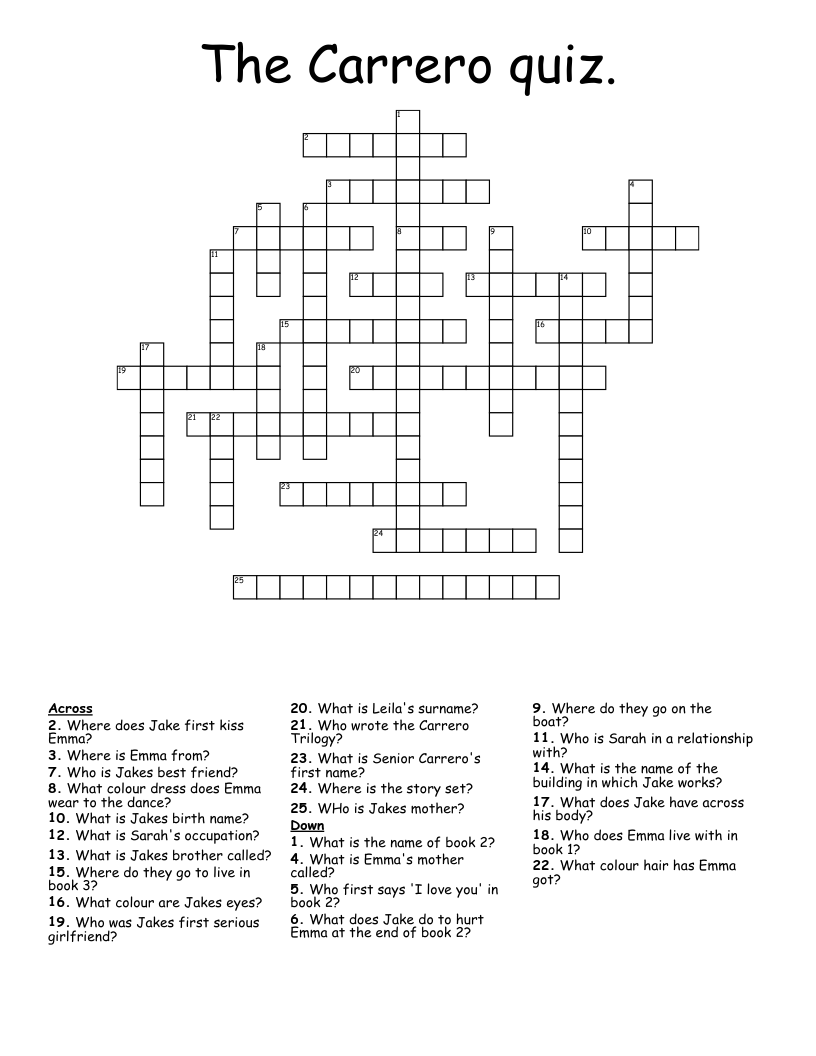 The Carrero quiz. Crossword