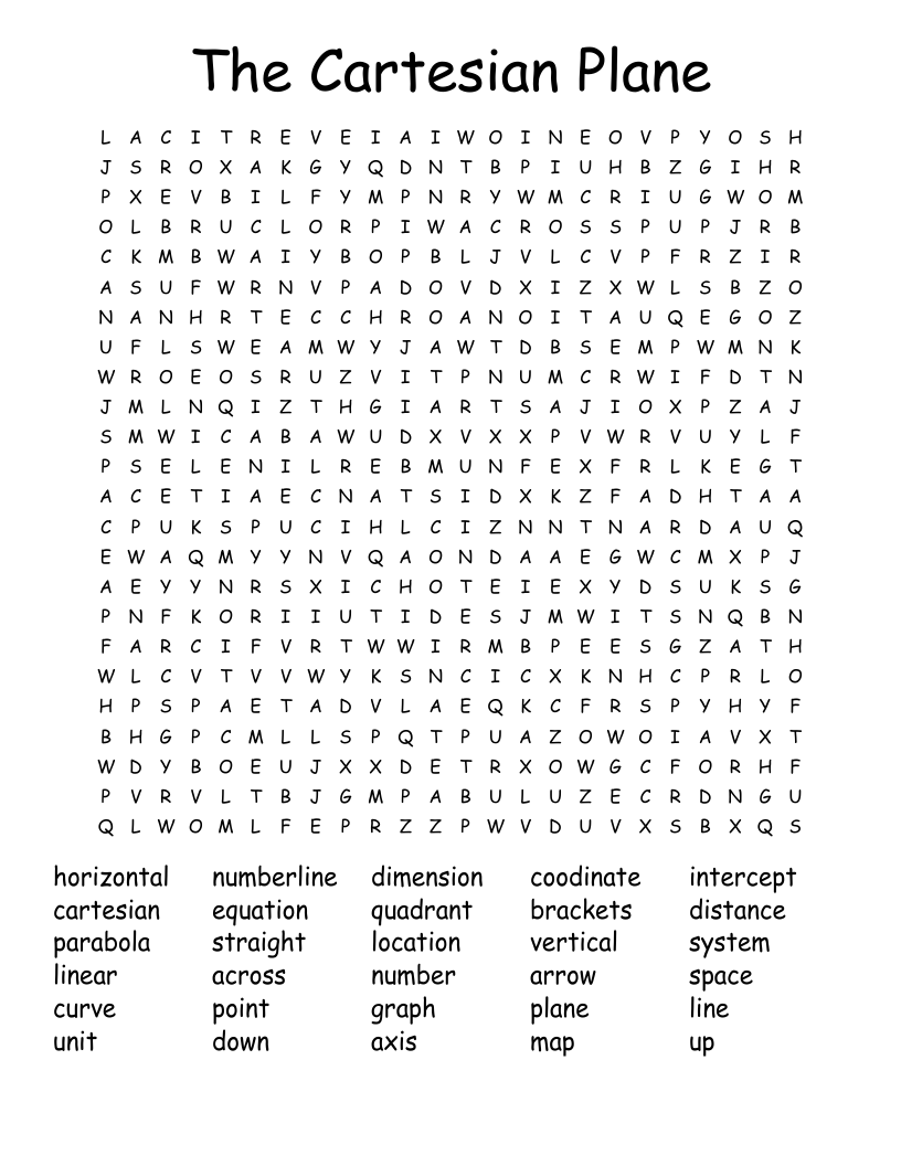 The Cartesian Plane Word Search