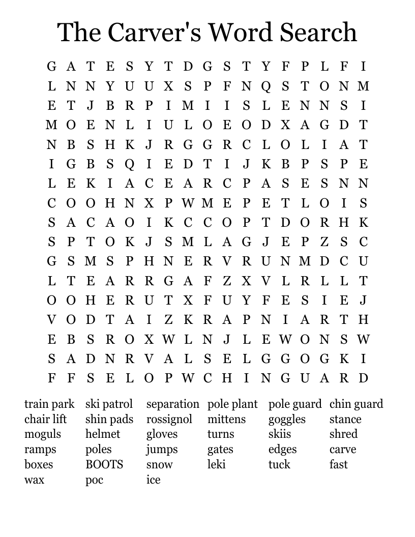 The Carver's Word Search