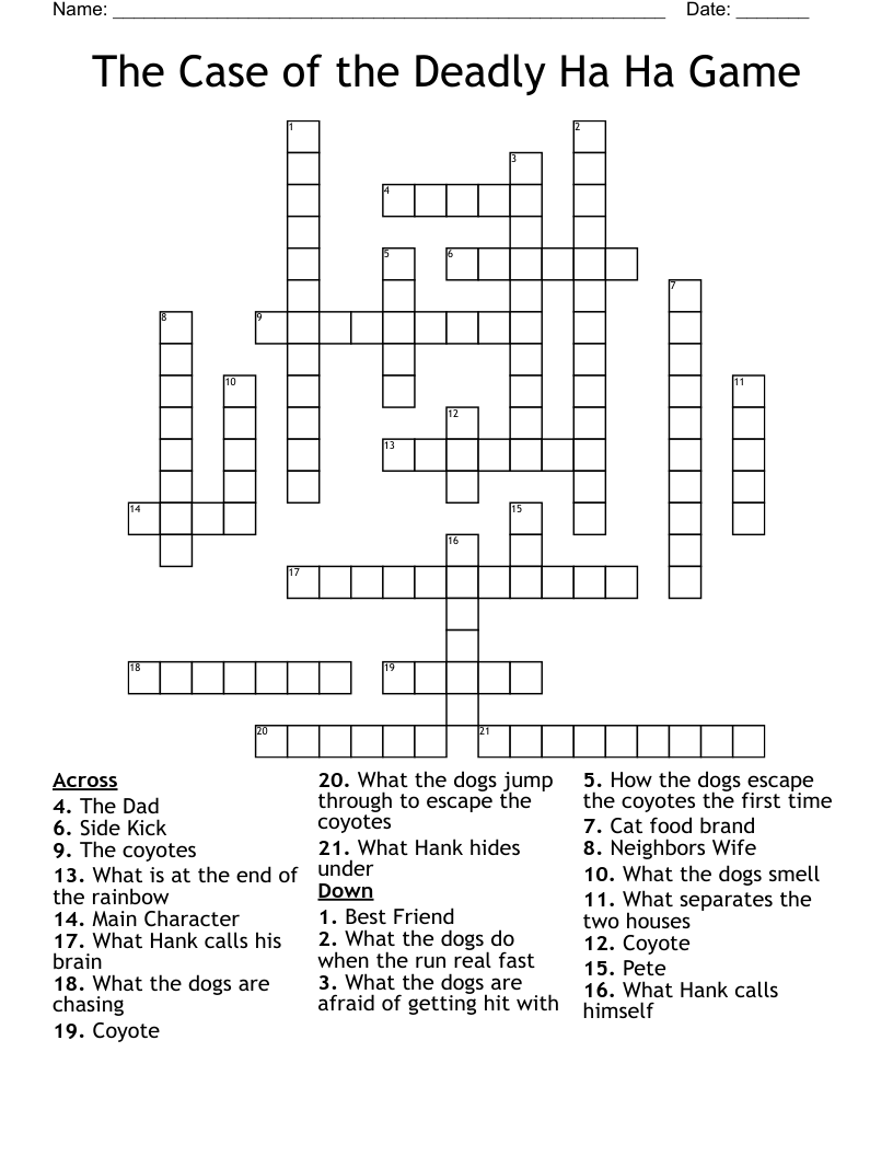 The Case of the Deadly Ha Ha Game Crossword
