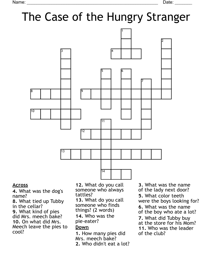 The Case of the Hungry Stranger Crossword
