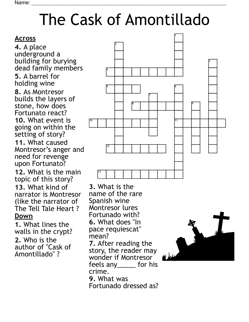 The Cask of Amontillado  Crossword