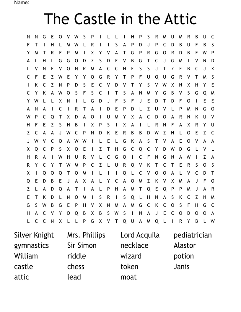The Castle in the Attic Word Search