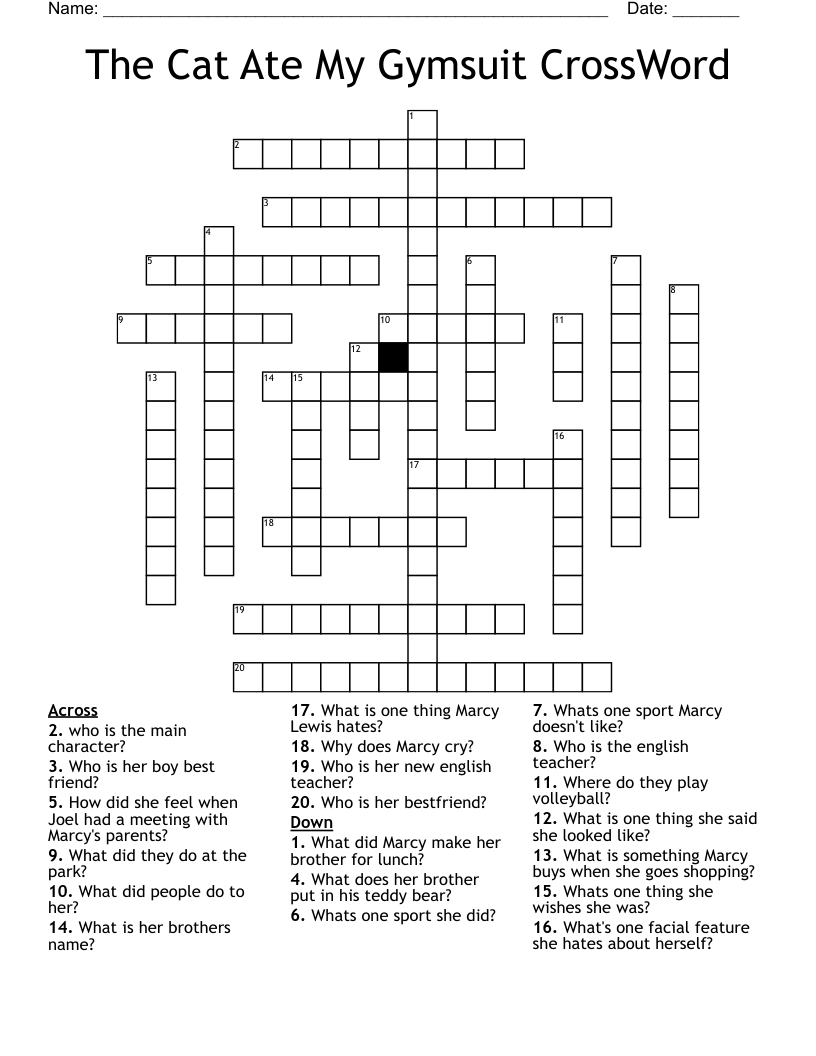 The Cat Ate My Gymsuit CrossWord