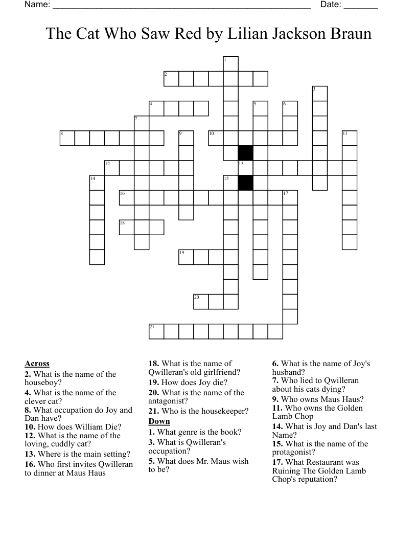 The Cat Who Saw Red by Lilian Jackson Braun  Crossword